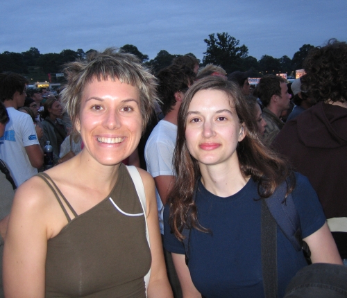 Christine Moritz (right) with Ottawa-based
 downtempo DJ Emily Jones at the
 Big Chill Festival